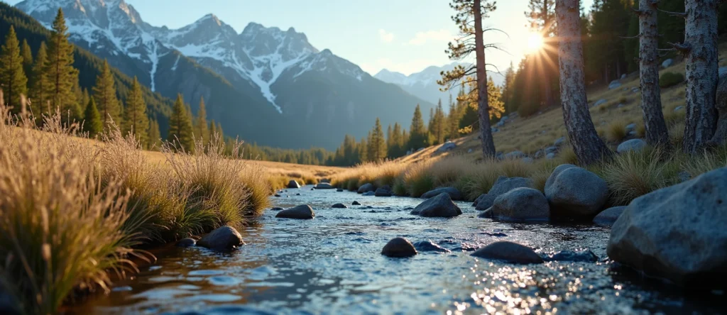 Symbolizing Flow/Cleansing: A local Quaking Aspen clear cold snowmelt stream. - AI Generated