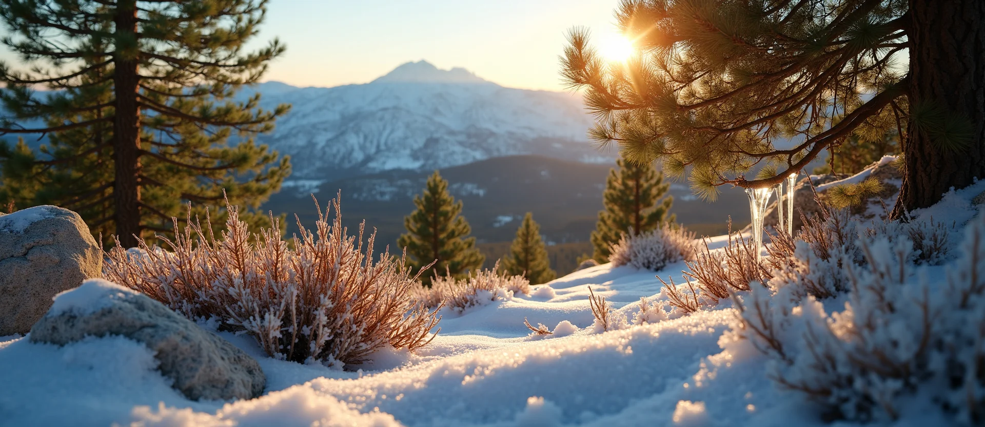 Symbolizing Identity/Local: A local Rabbitbrush Sierra Nevada skyline. - AI Generated