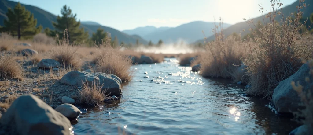 Symbolizing Flow/Cleansing: A local Bitterbrush clear cold snowmelt stream. - AI Generated
