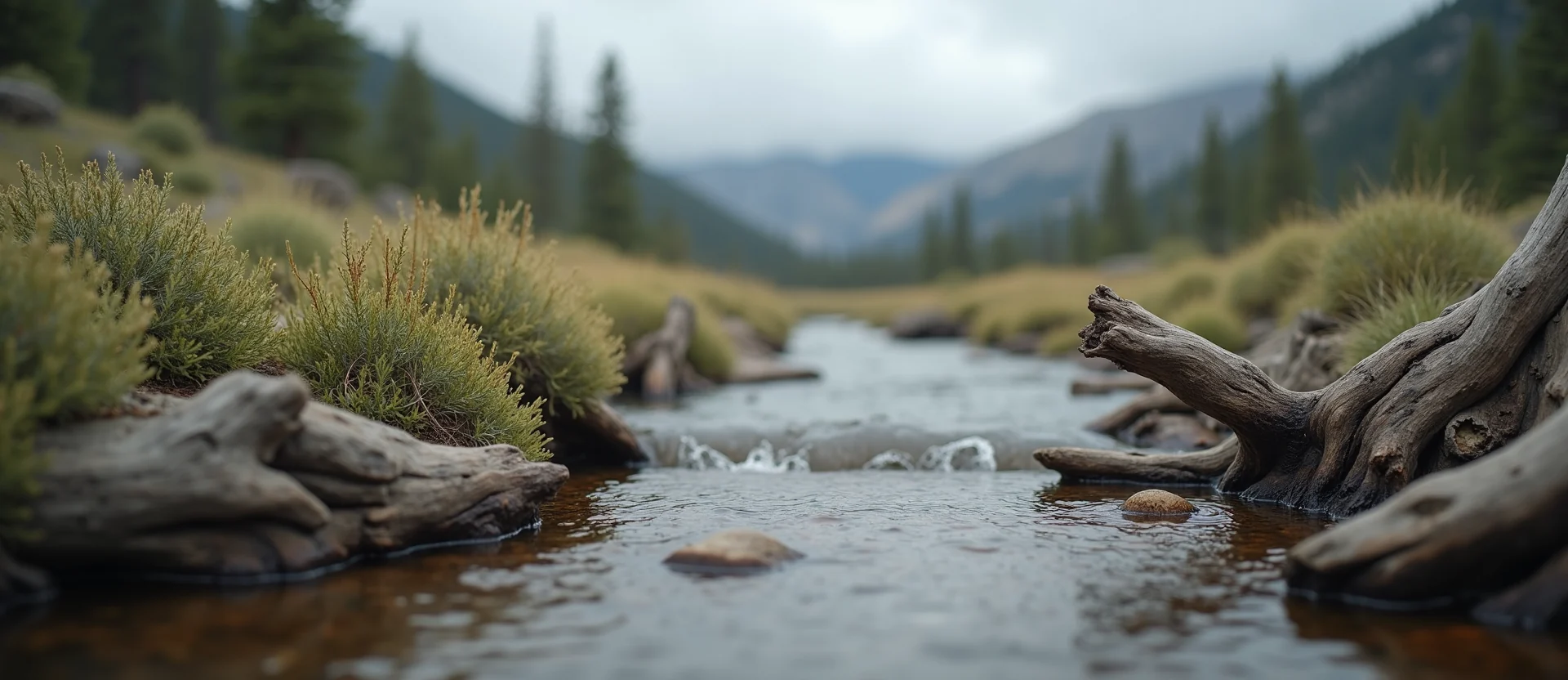 Symbolizing Flow/Cleansing: A local Sagebrush (Artemisia tridentata) babbling mountain creek. - AI Generated