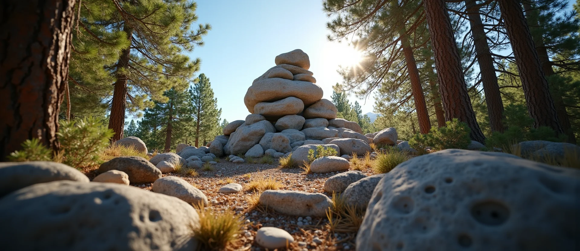 Symbolizing Stability/Peak: A local Mountain Mahogany ancient rock cairn. - AI Generated