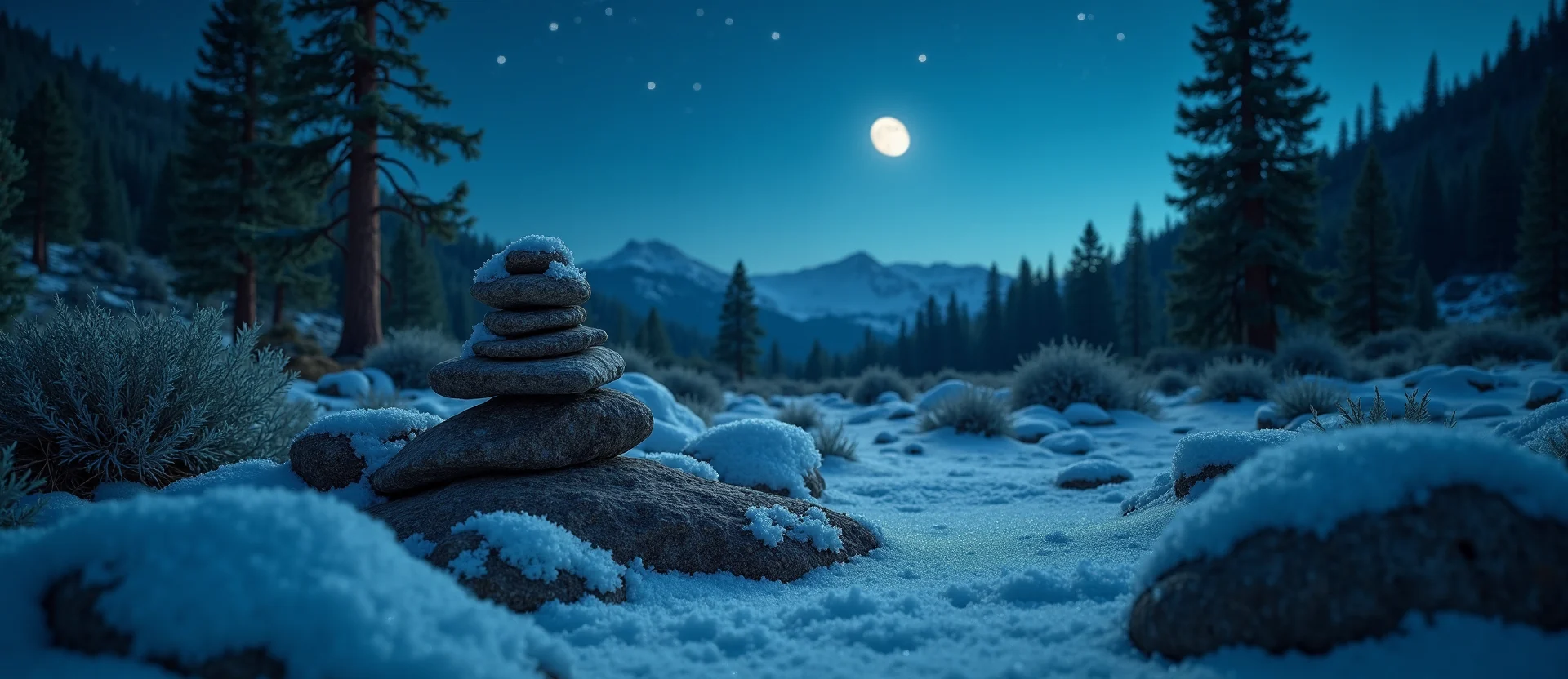 Symbolizing Stability/Peak: A local Quaking Aspen ancient rock cairn. - AI Generated