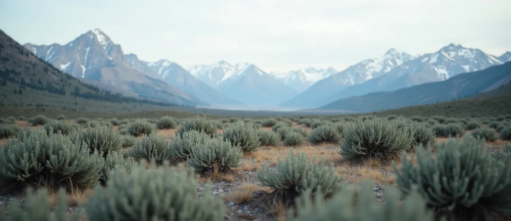 Symbolizing Identity/Local: A local Rabbitbrush Sierra Nevada skyline. - AI Generated