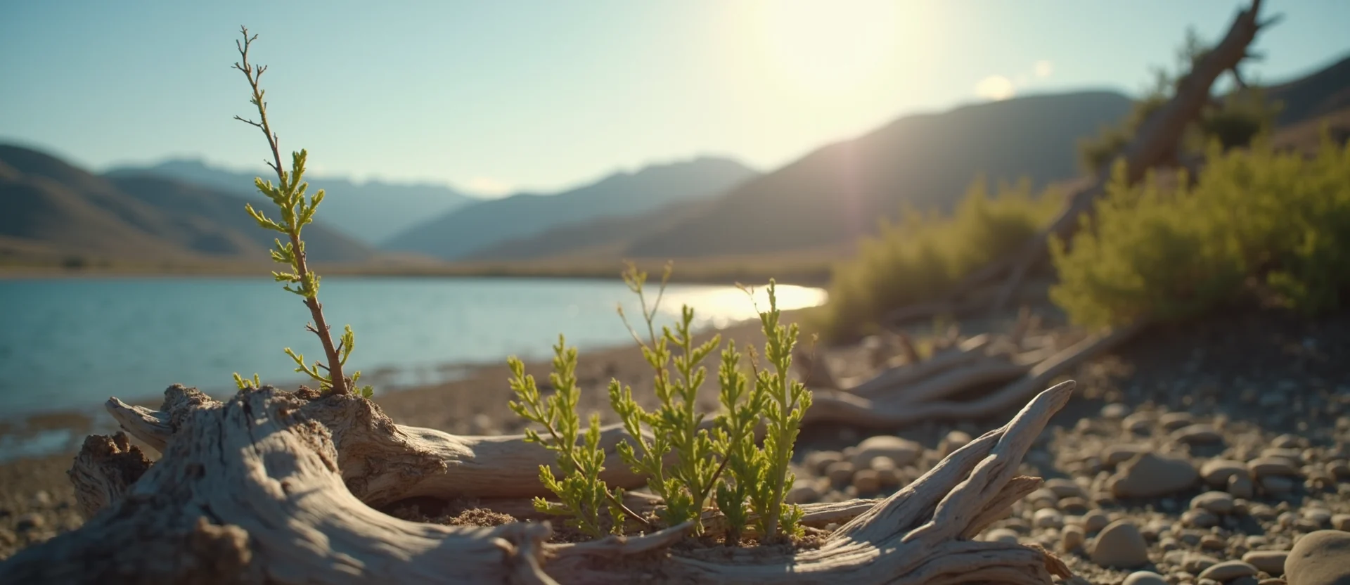Symbolizing Seed/New Beginning: A local Sagebrush (Artemisia tridentata) new green bud on a branch. - AI Generated