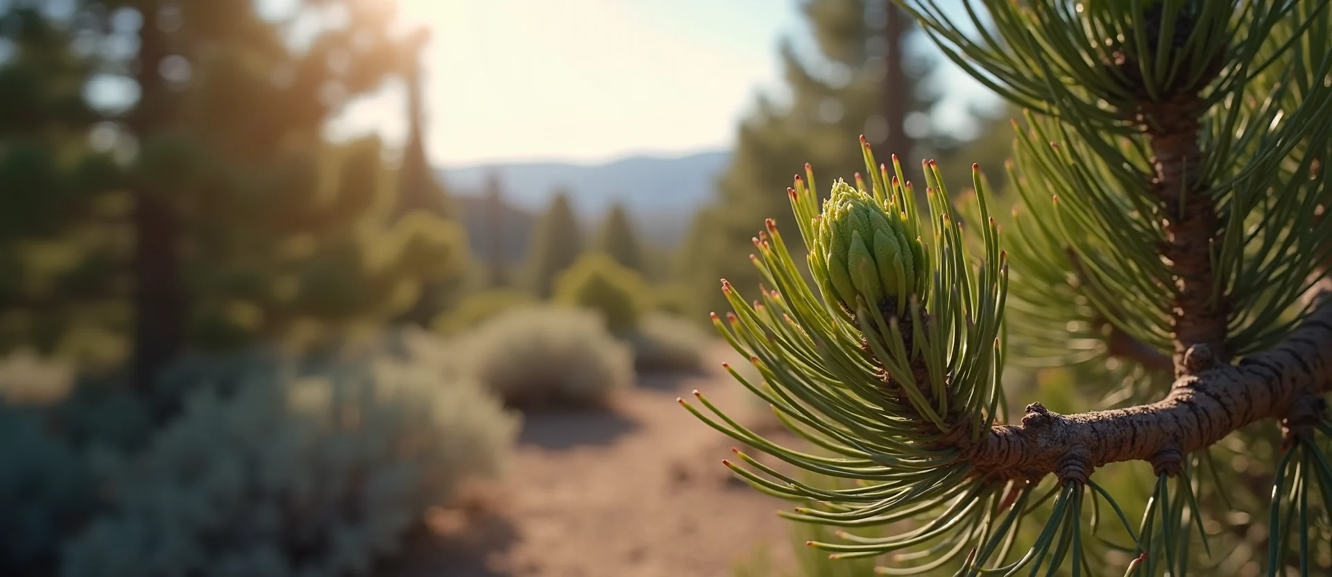 Symbolizing Seed/New Beginning: A local Manzanita new green bud on a branch. - AI Generated