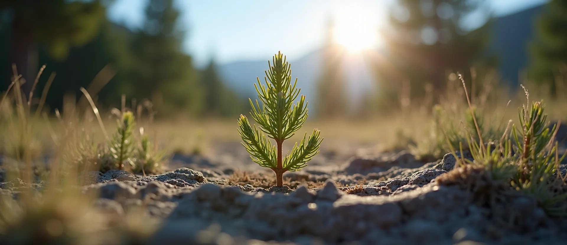 Symbolizing Seed/New Beginning: A local Ponderosa Pine sprouting sagebrush seedling. - AI Generated
