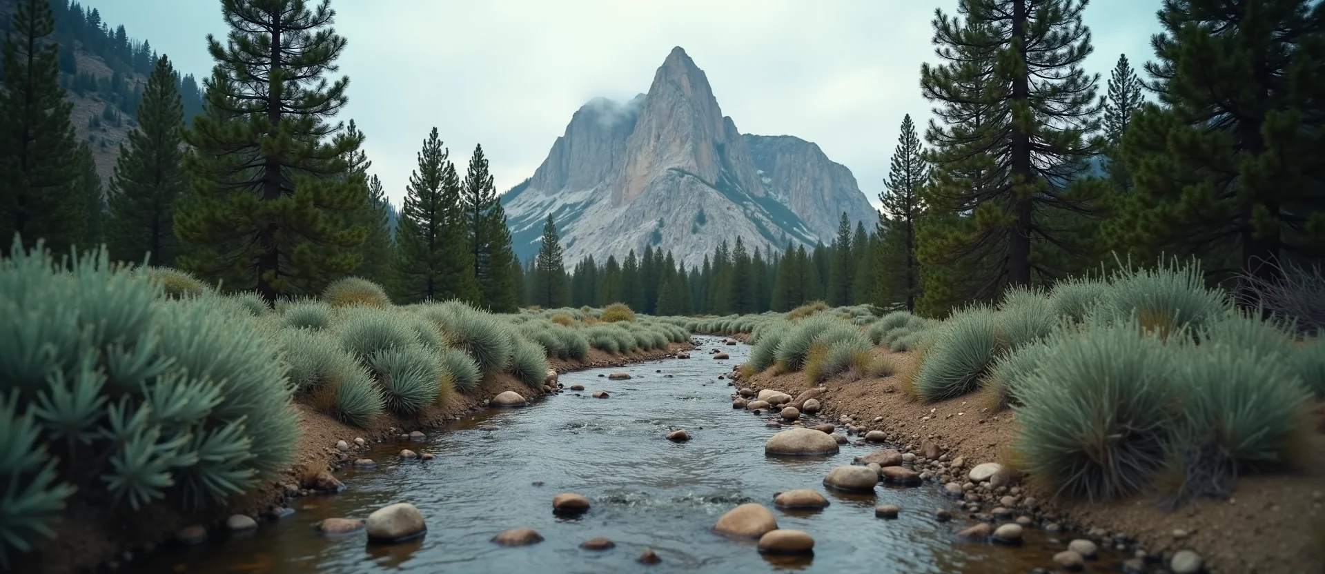 Symbolizing Stability/Peak: A local Ponderosa Pine jagged granite peak. - AI Generated