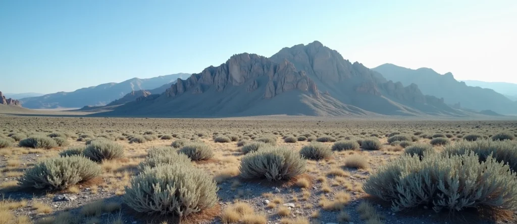 Symbolizing Stability/Peak: A local Rabbitbrush solid mountain ridge. - AI Generated