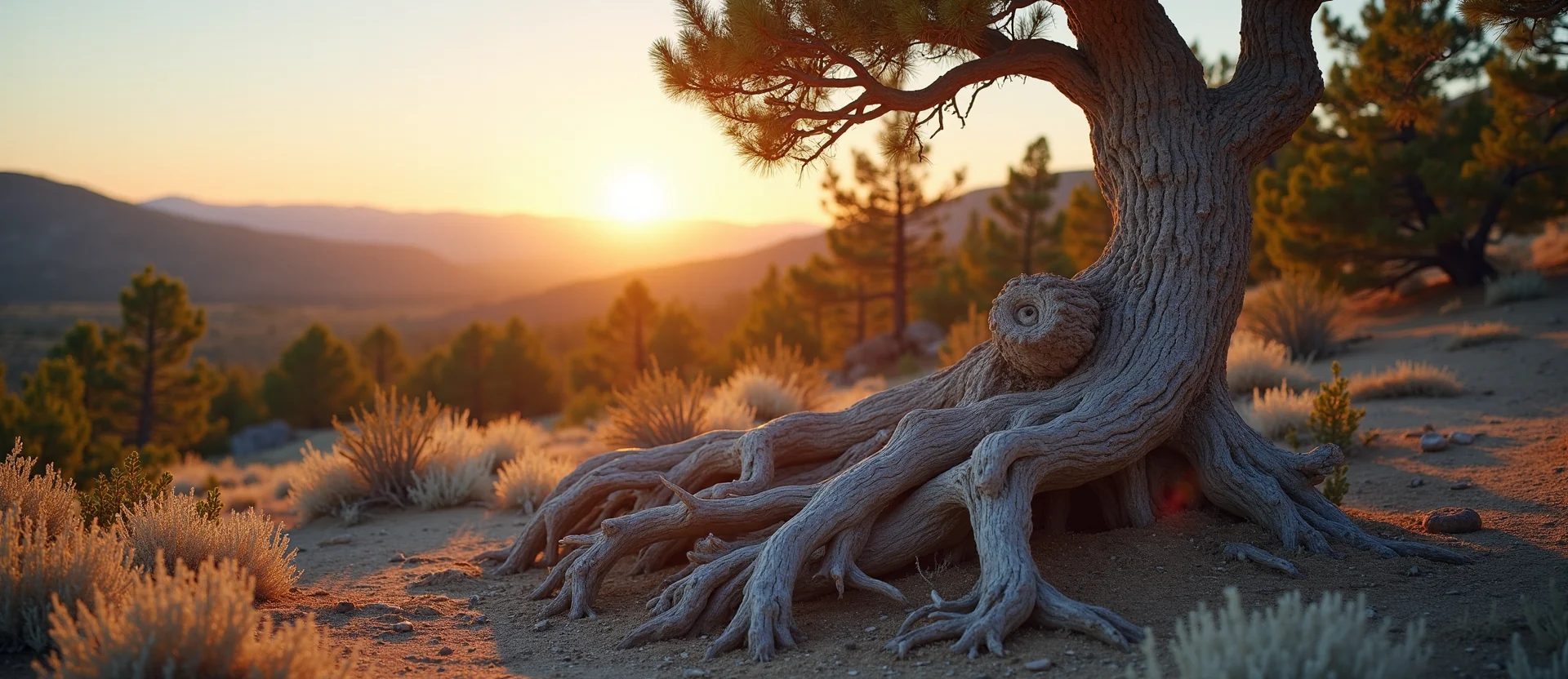 Symbolizing Growth/Resilience: A local Mountain Mahogany gnarled juniper roots. - AI Generated