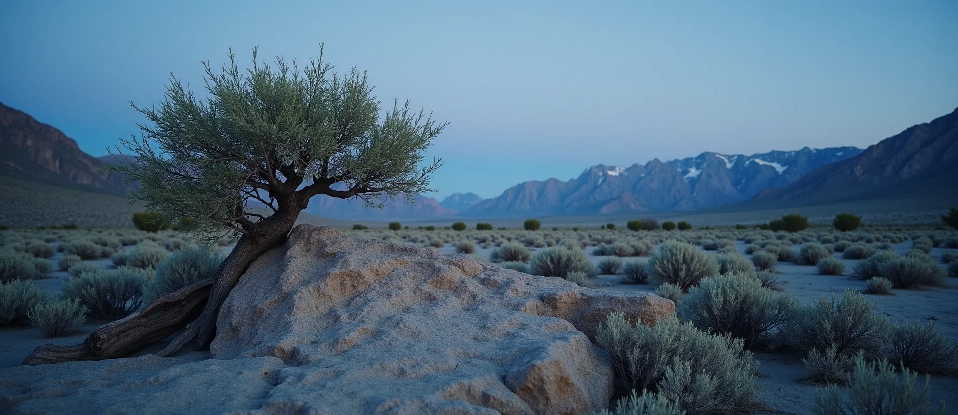 Symbolizing Growth/Resilience: A local Sagebrush (Artemisia tridentata) tree growing out of a rock cleft. - AI Generated