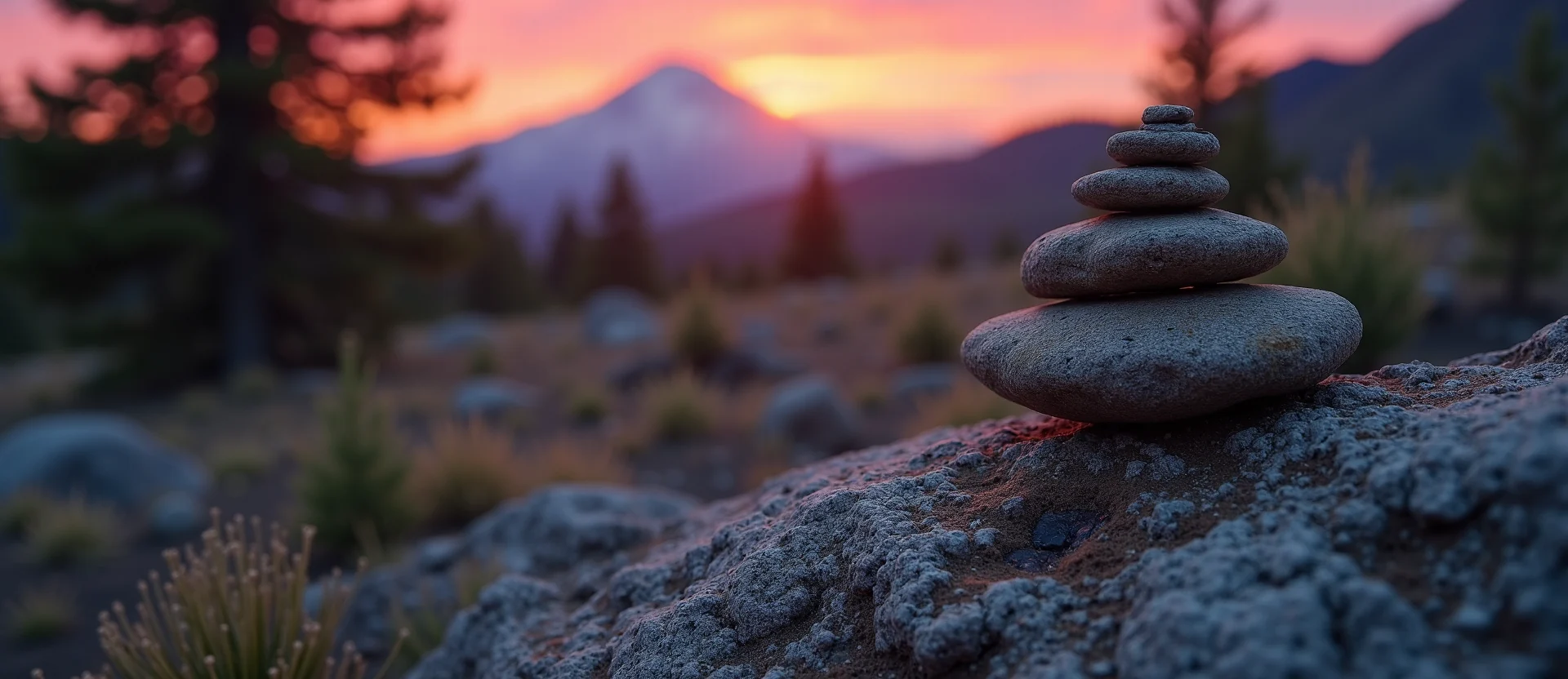 Symbolizing Stability/Peak: A local Ponderosa Pine ancient rock cairn. - AI Generated