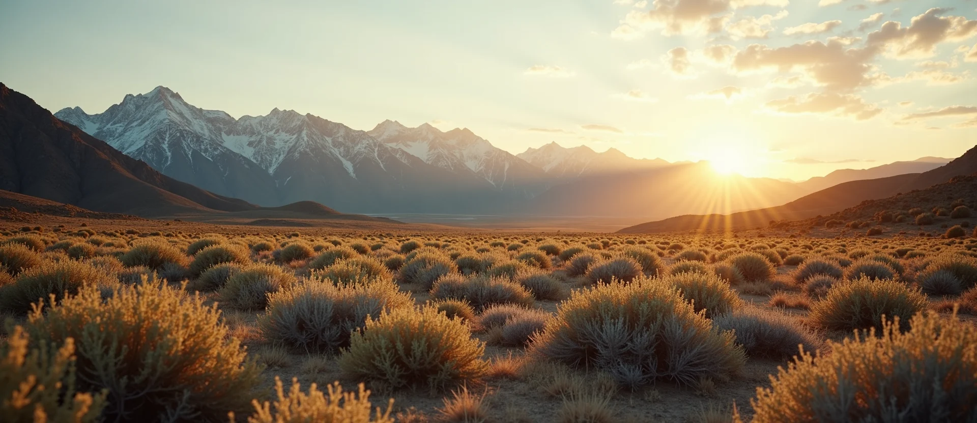 Symbolizing Identity/Local: A local Sagebrush (Artemisia tridentata) Sierra Nevada skyline. - AI Generated