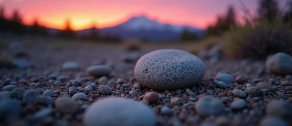 Symbolizing Flow/Cleansing: A local Bitterbrush smooth Truckee river stones. - AI Generated