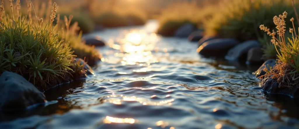 Symbolizing Flow/Cleansing: A local Sagebrush (Artemisia tridentata) clear cold snowmelt stream. - AI Generated