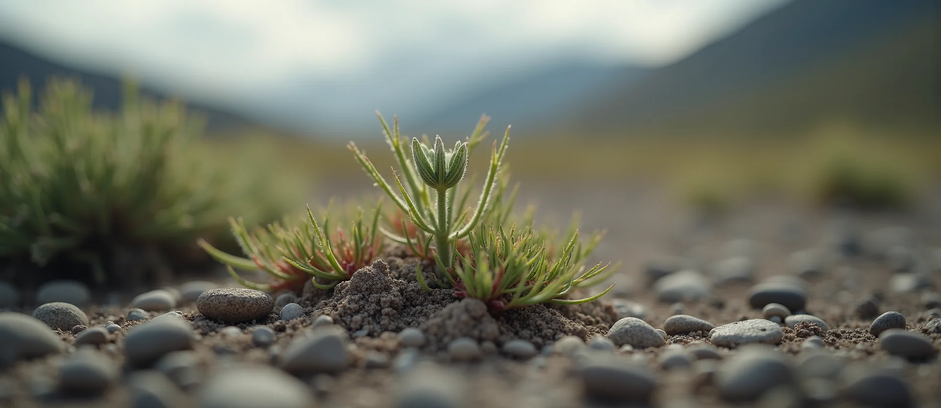 Symbolizing Seed/New Beginning: A local Indian Paintbrush sprouting sagebrush seedling. - AI Generated