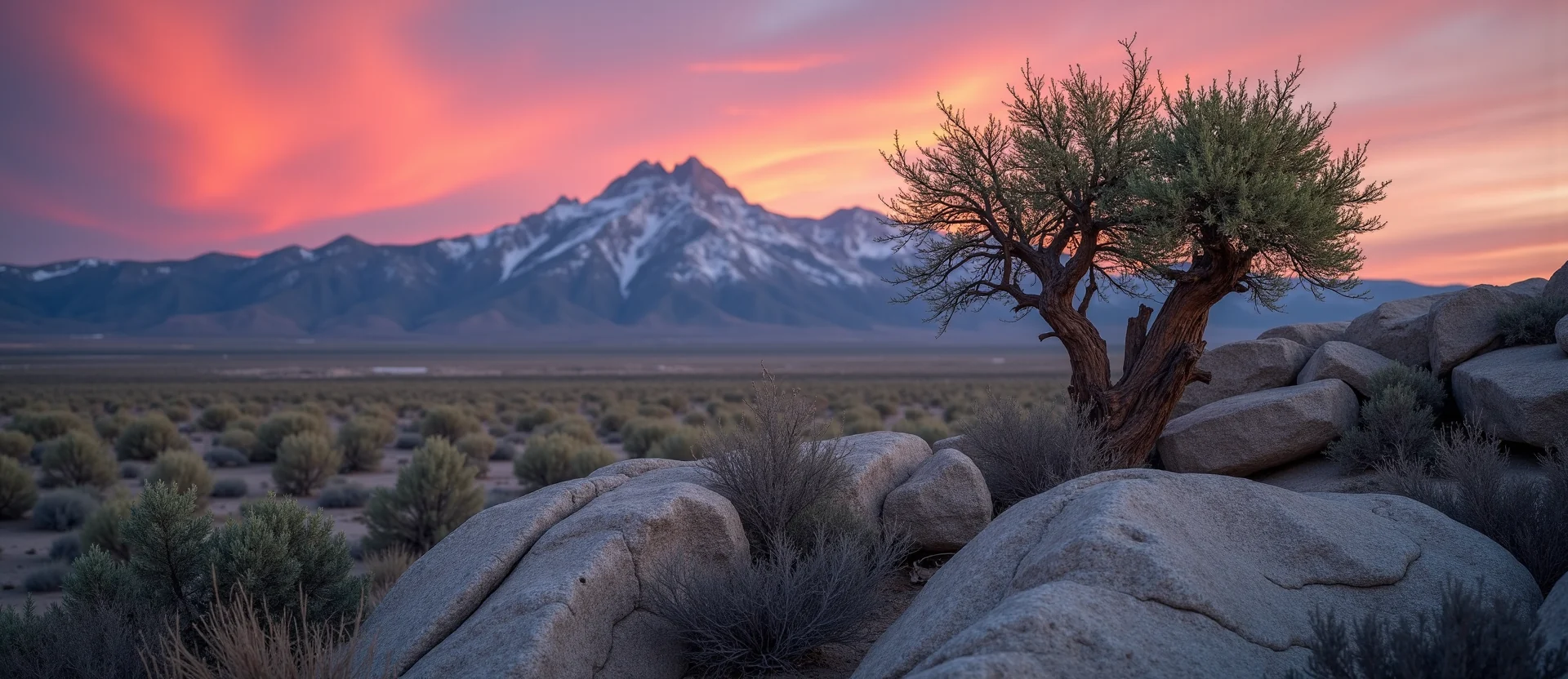 Symbolizing Growth/Resilience: A local Desert Peach tree growing out of a rock cleft. - AI Generated