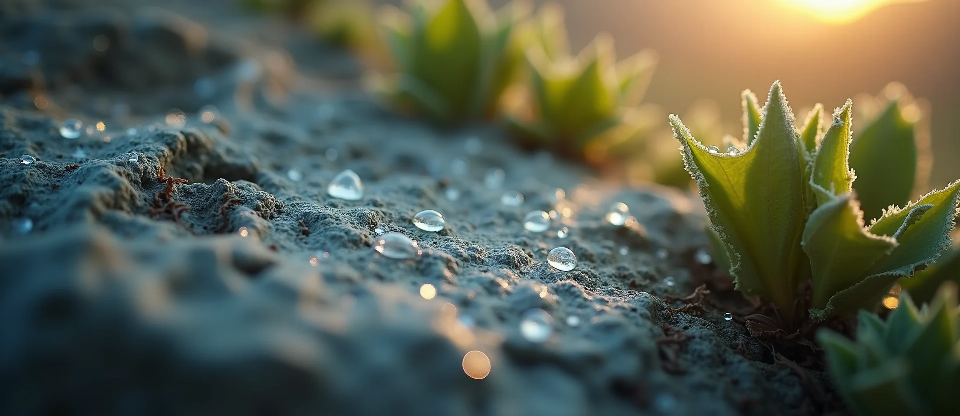 Symbolizing Flow/Cleansing: A local Rabbitbrush raindrops on desert leaves. - AI Generated