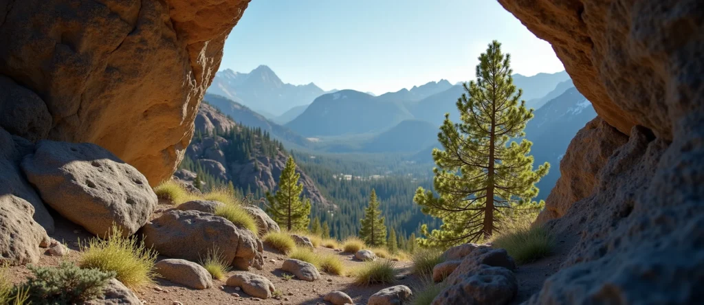 Symbolizing Growth/Resilience: A local Quaking Aspen tree growing out of a rock cleft. - AI Generated