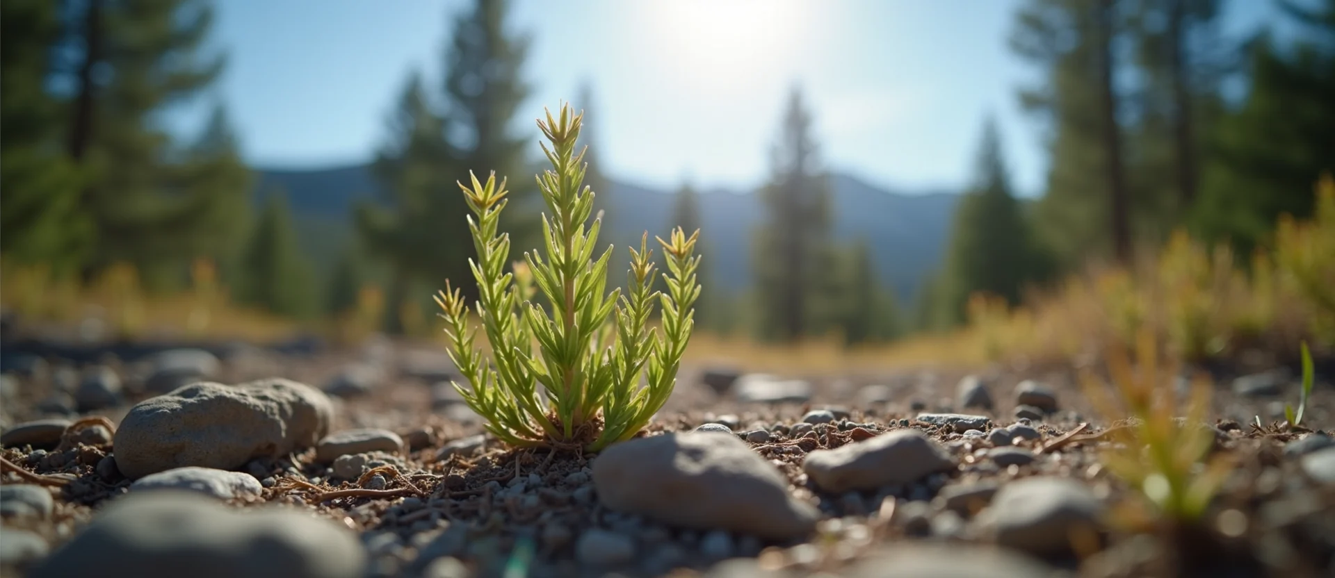 Symbolizing Seed/New Beginning: A local Quaking Aspen sprouting sagebrush seedling. - AI Generated