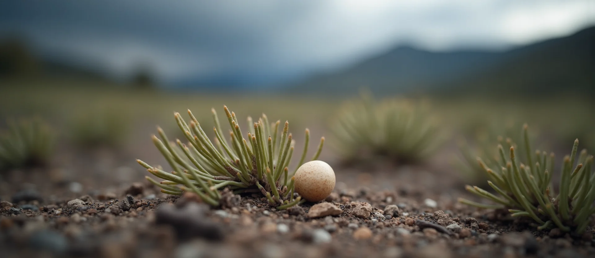 Symbolizing Seed/New Beginning: A local Rabbitbrush single pine seed on dry earth. - AI Generated