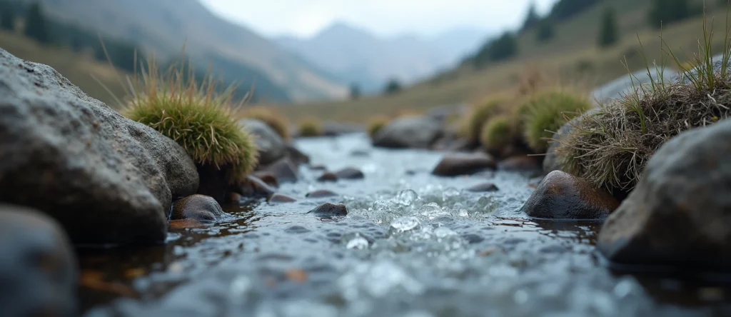 Symbolizing Flow/Cleansing: A local Desert Peach babbling mountain creek. - AI Generated