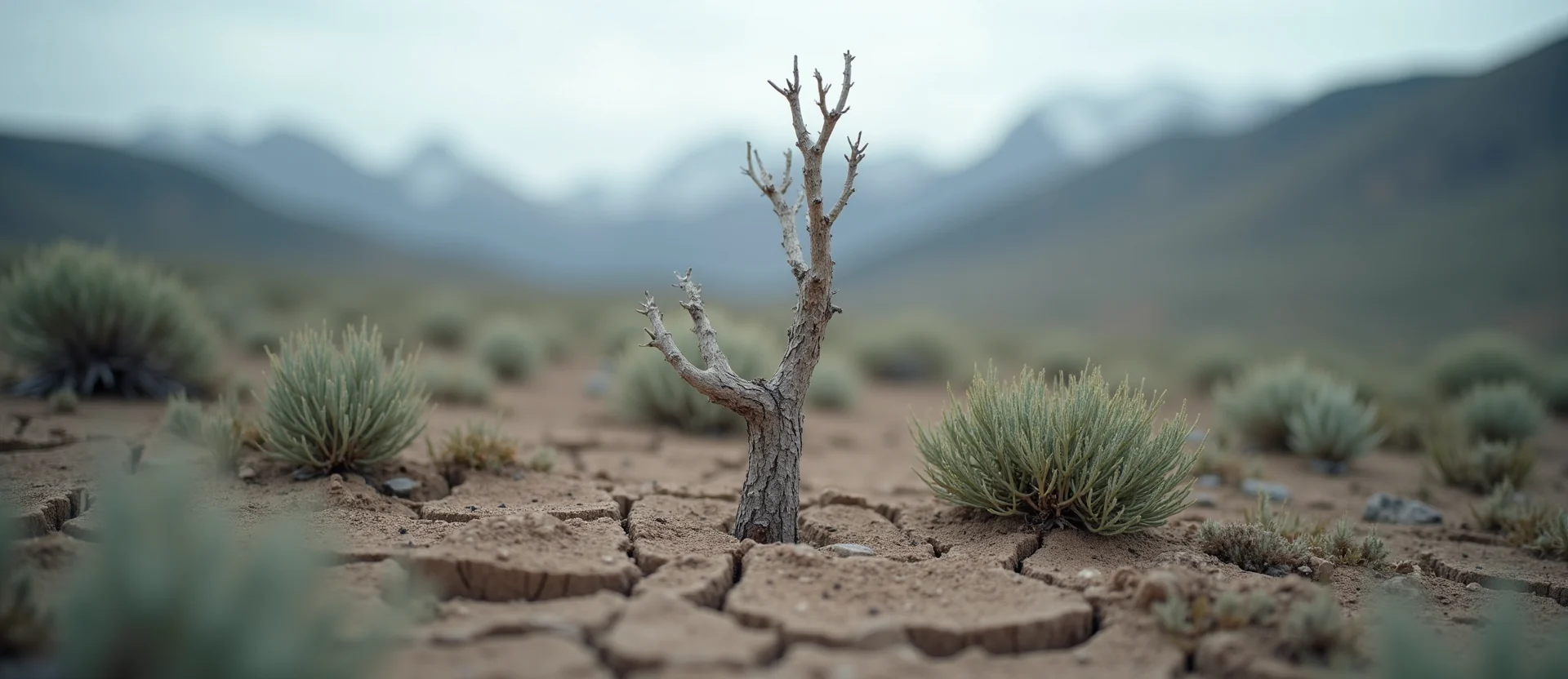 Symbolizing Seed/New Beginning: A local Manzanita shoot emerging from cracked soil. - AI Generated