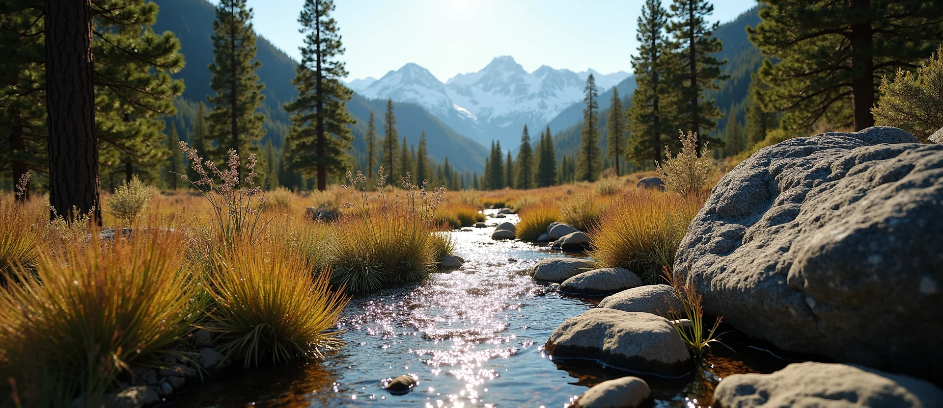 Symbolizing Flow/Cleansing: A local Bitterbrush clear cold snowmelt stream. - AI Generated