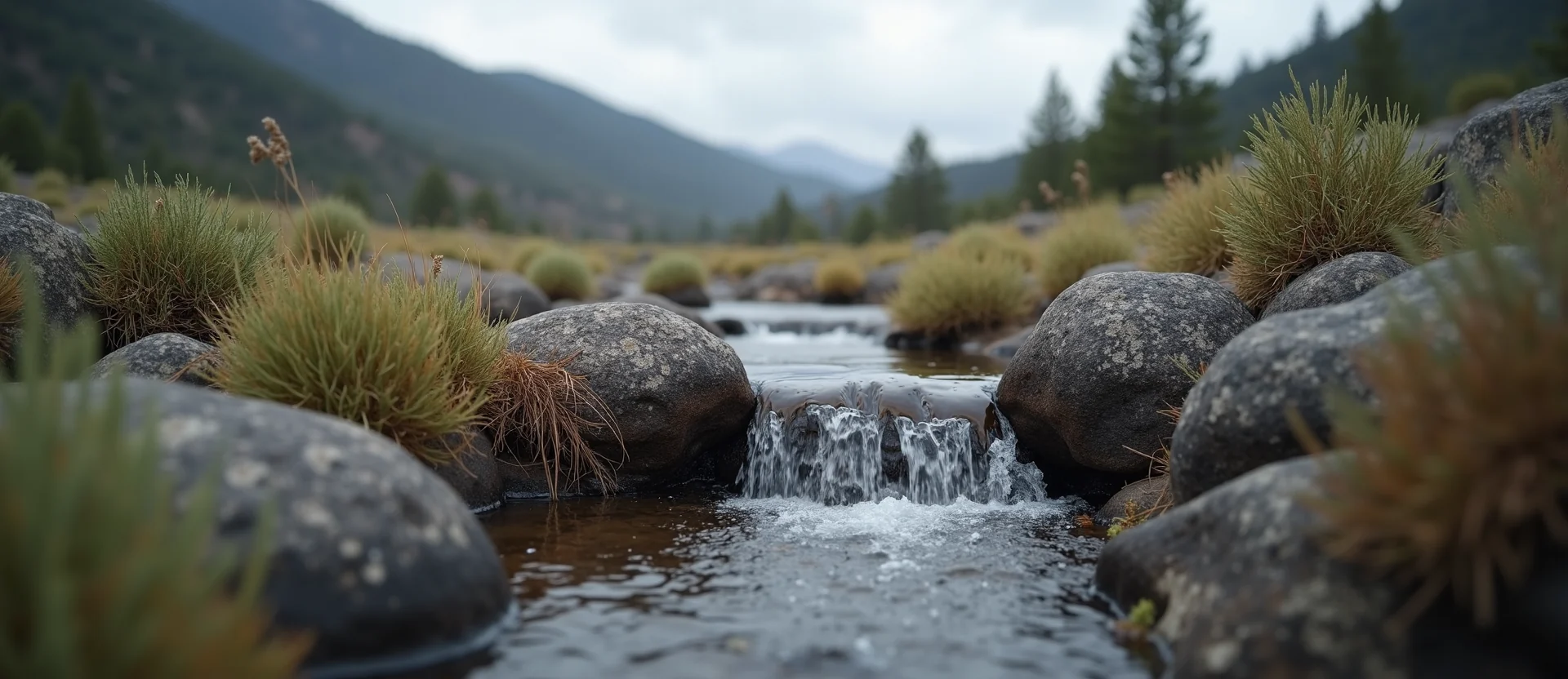 Symbolizing Flow/Cleansing: A local Bitterbrush hidden small waterfall. - AI Generated