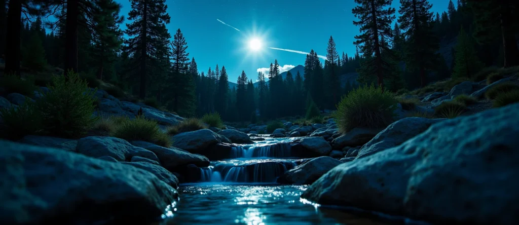 Symbolizing Flow/Cleansing: A local Ponderosa Pine hidden small waterfall. - AI Generated