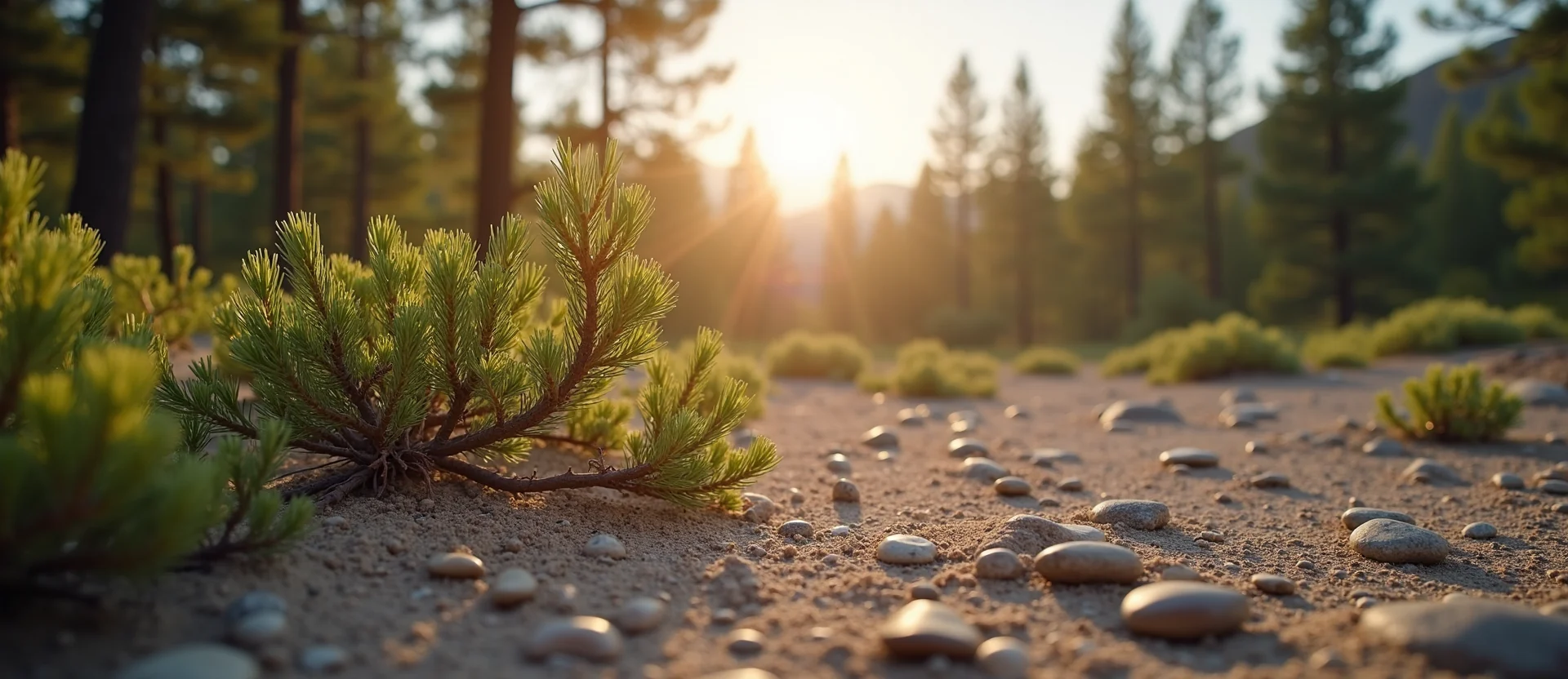 Symbolizing Growth/Resilience: A local Ponderosa Pine new branch reaching for the sky. - AI Generated