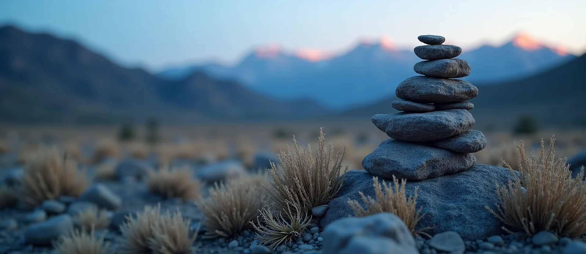 Symbolizing Stability/Peak: A local Indian Paintbrush ancient rock cairn. - AI Generated
