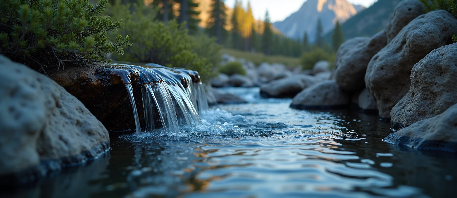 Symbolizing Flow/Cleansing: A local Quaking Aspen hidden small waterfall. - AI Generated