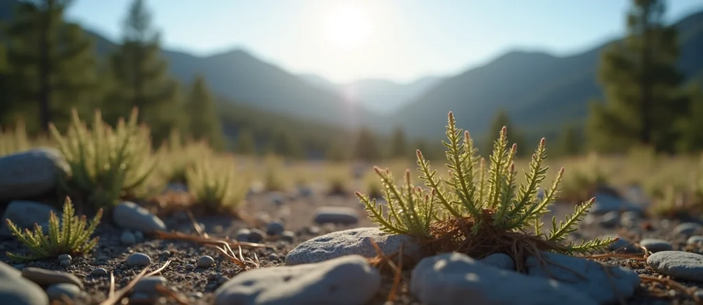 Symbolizing Seed/New Beginning: A local Ponderosa Pine sprouting sagebrush seedling. - AI Generated