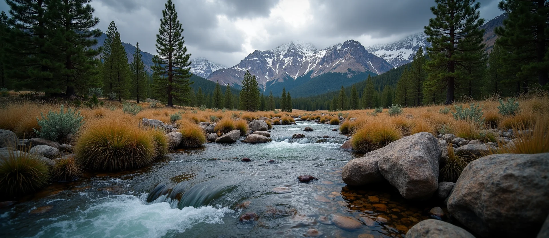 Symbolizing Flow/Cleansing: A local Ponderosa Pine clear cold snowmelt stream. - AI Generated