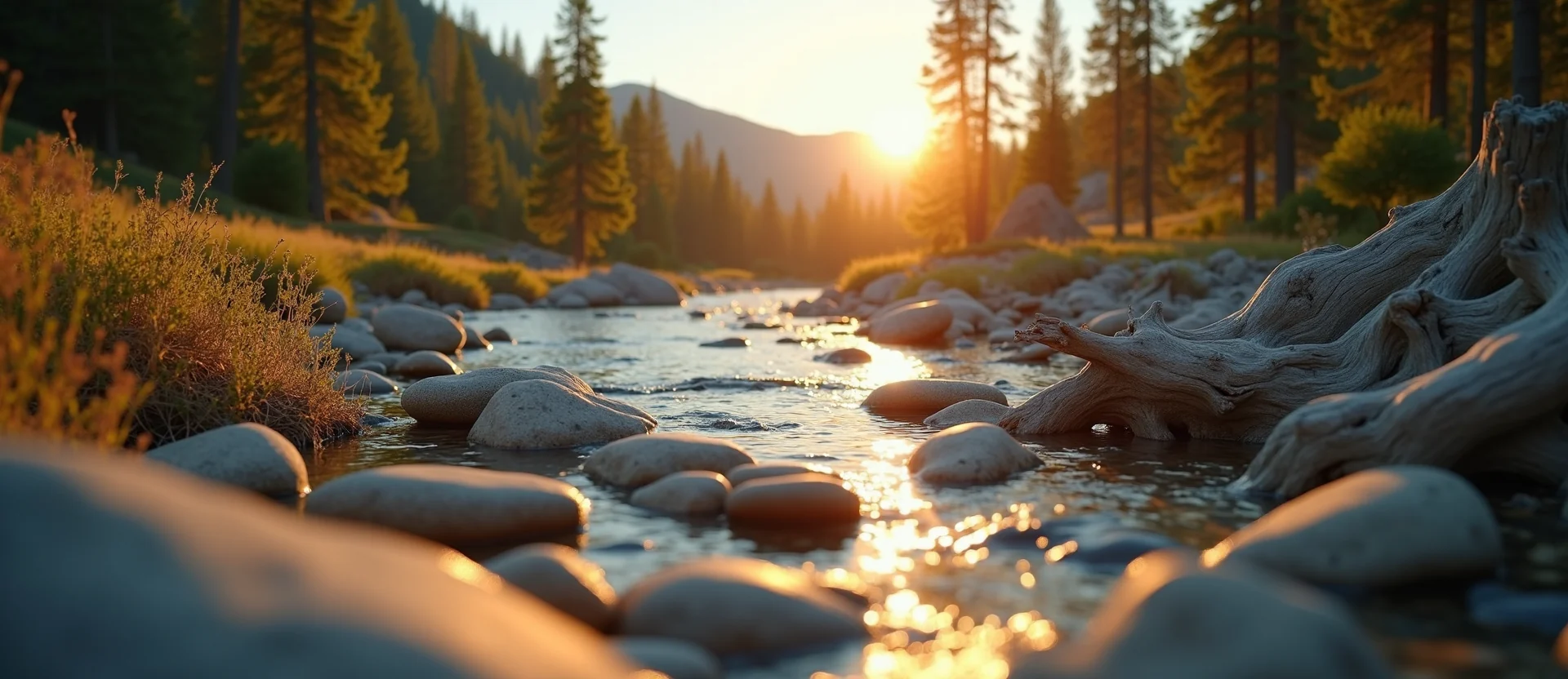 Symbolizing Flow/Cleansing: A local Quaking Aspen smooth Truckee river stones. - AI Generated