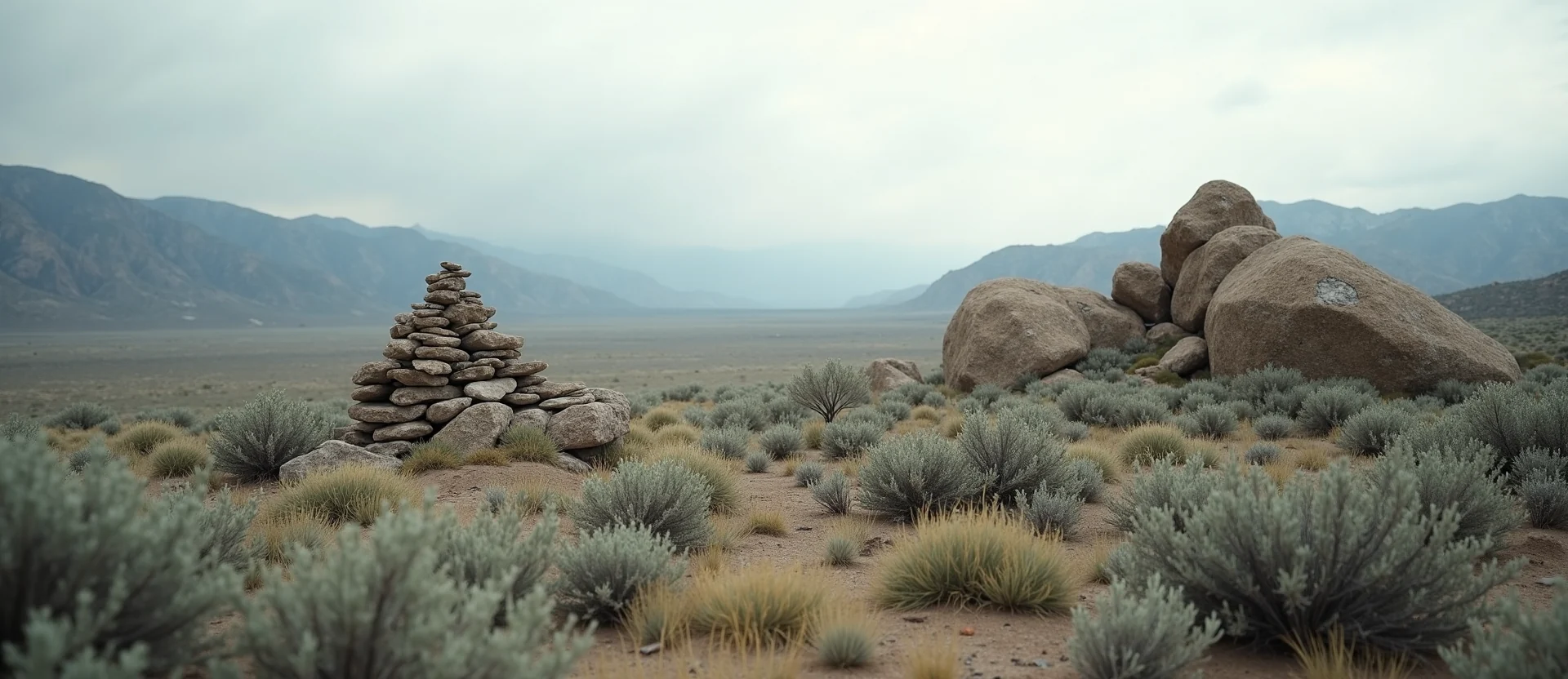 Symbolizing Stability/Peak: A local Mountain Mahogany ancient rock cairn. - AI Generated