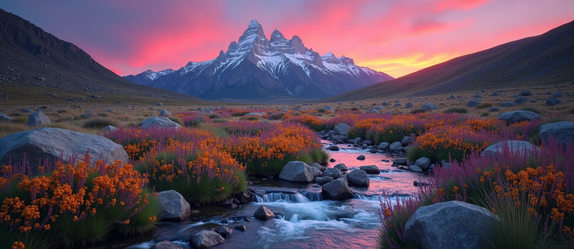 Symbolizing Flow/Cleansing: A local Indian Paintbrush hidden small waterfall. - AI Generated