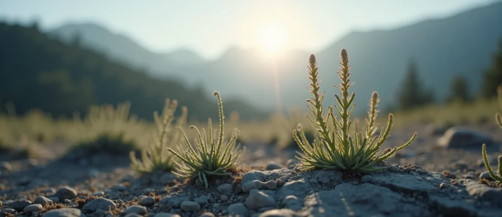 Symbolizing Seed/New Beginning: A local Mountain Mahogany sprouting sagebrush seedling. - AI Generated