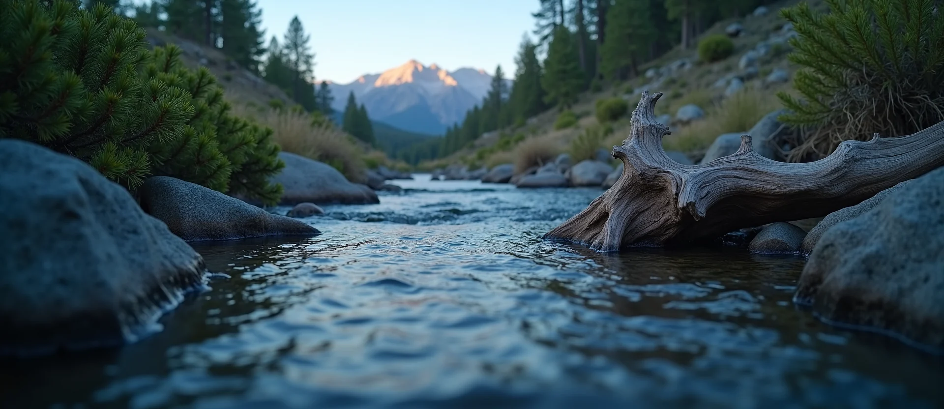 Symbolizing Flow/Cleansing: A local Sierra Juniper hidden small waterfall. - AI Generated