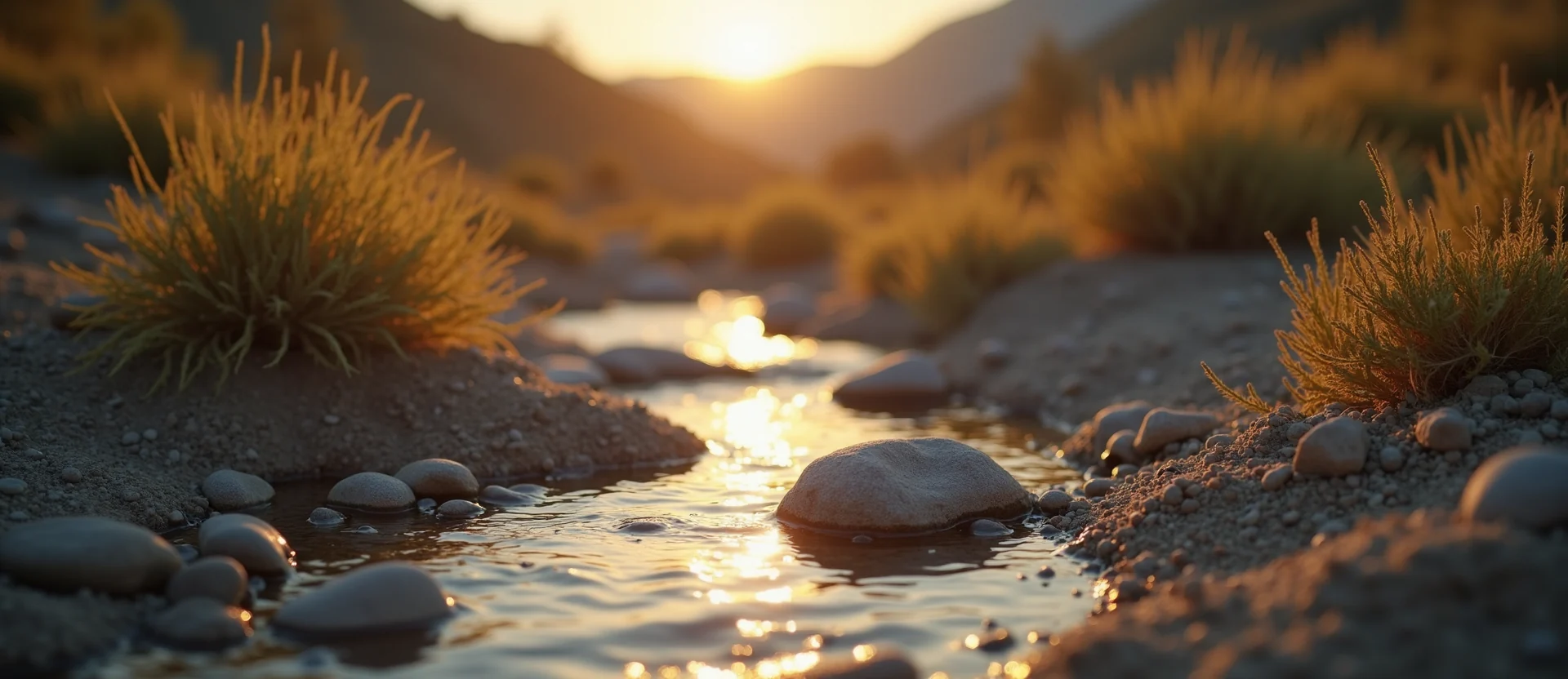 Symbolizing Flow/Cleansing: A local Rabbitbrush hidden small waterfall. - AI Generated
