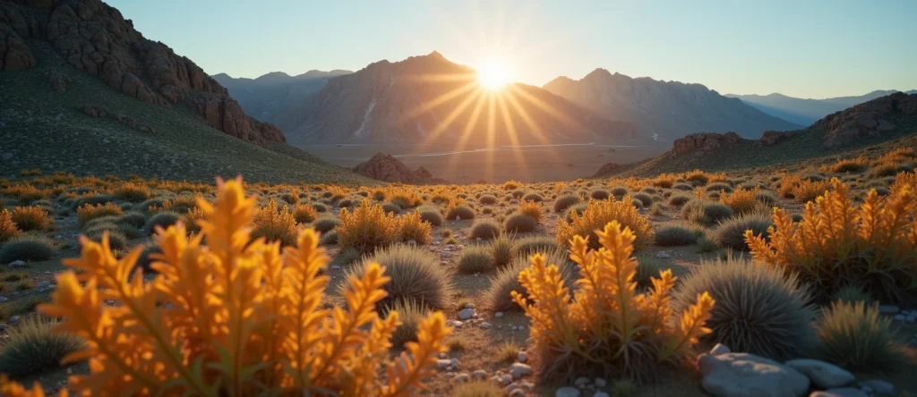 Symbolizing Stability/Peak: A local Indian Paintbrush solid mountain ridge. - AI Generated