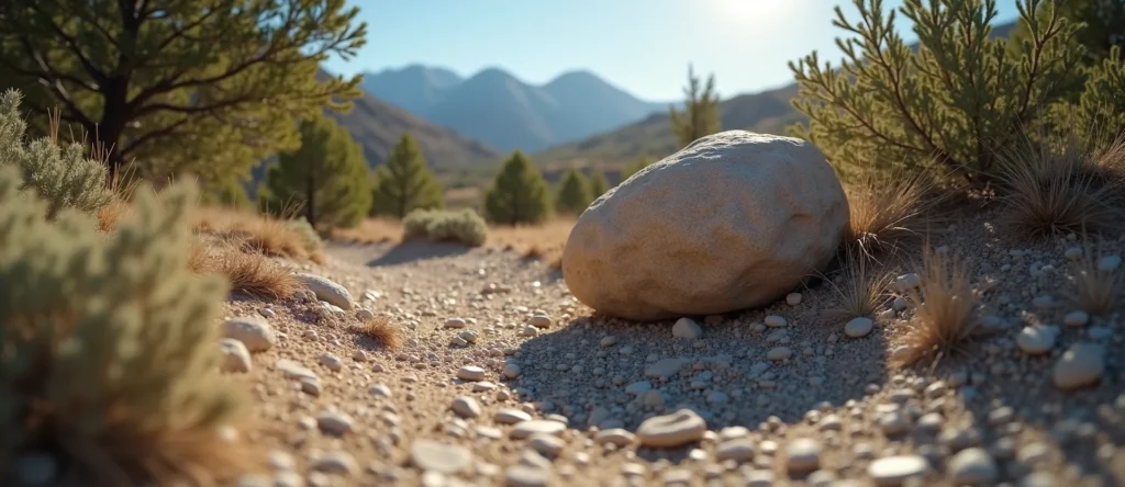 Symbolizing Stability/Peak: A local Mountain Mahogany unshakable boulder. - AI Generated