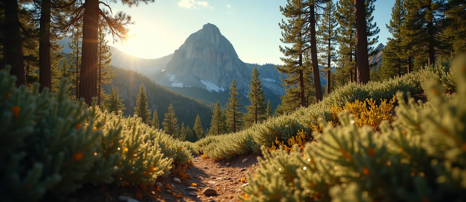 Symbolizing Stability/Peak: A local Sierra Juniper jagged granite peak. - AI Generated