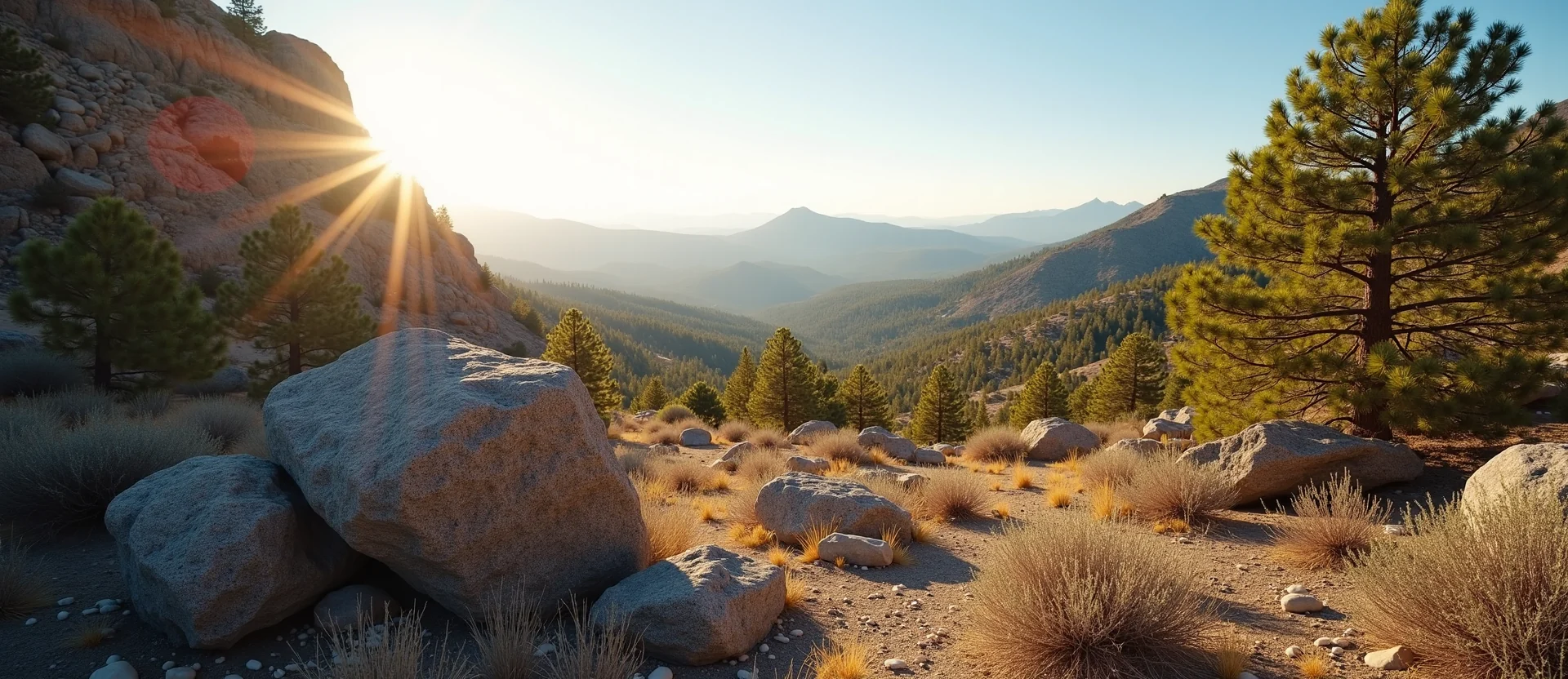 Symbolizing Identity/Local: A local Bitterbrush Sierra Nevada skyline. - AI Generated
