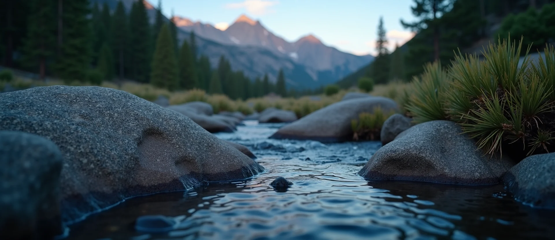 Symbolizing Flow/Cleansing: A local Mountain Mahogany babbling mountain creek. - AI Generated