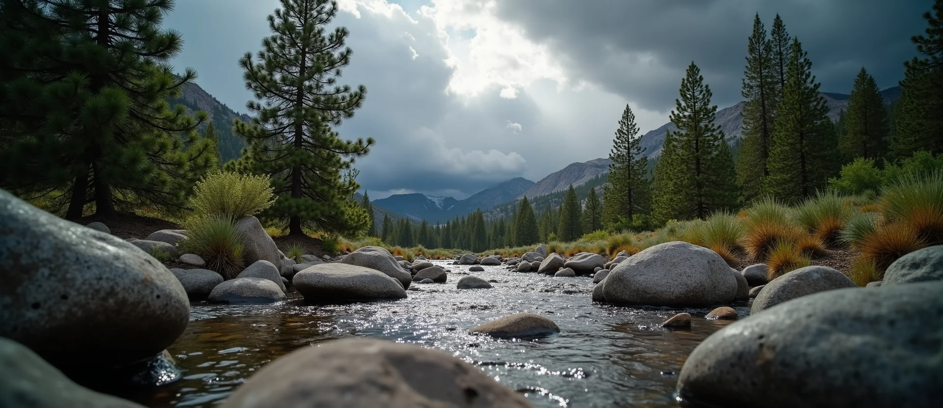 Symbolizing Flow/Cleansing: A local Sierra Juniper smooth Truckee river stones. - AI Generated