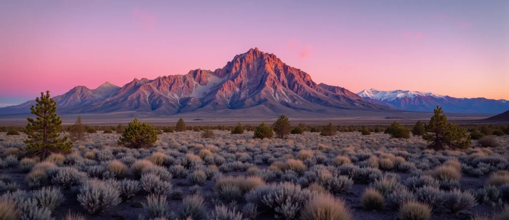 Symbolizing Stability/Peak: A local Sagebrush (Artemisia tridentata) jagged granite peak. - AI Generated