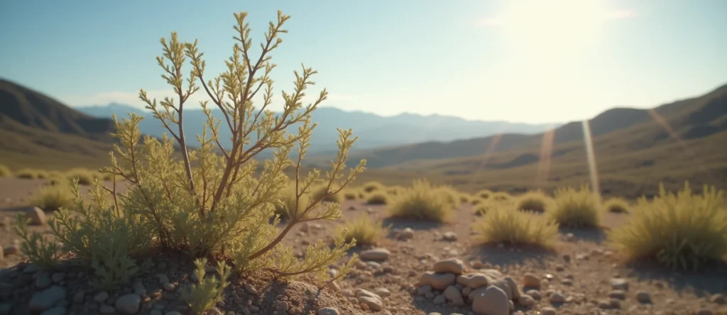 Symbolizing Growth/Resilience: A local Rabbitbrush new branch reaching for the sky. - AI Generated