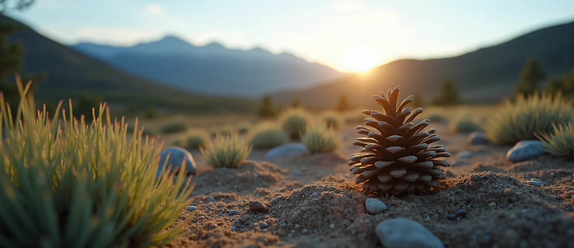 Symbolizing Seed/New Beginning: A local Bitterbrush opening pine cone. - AI Generated