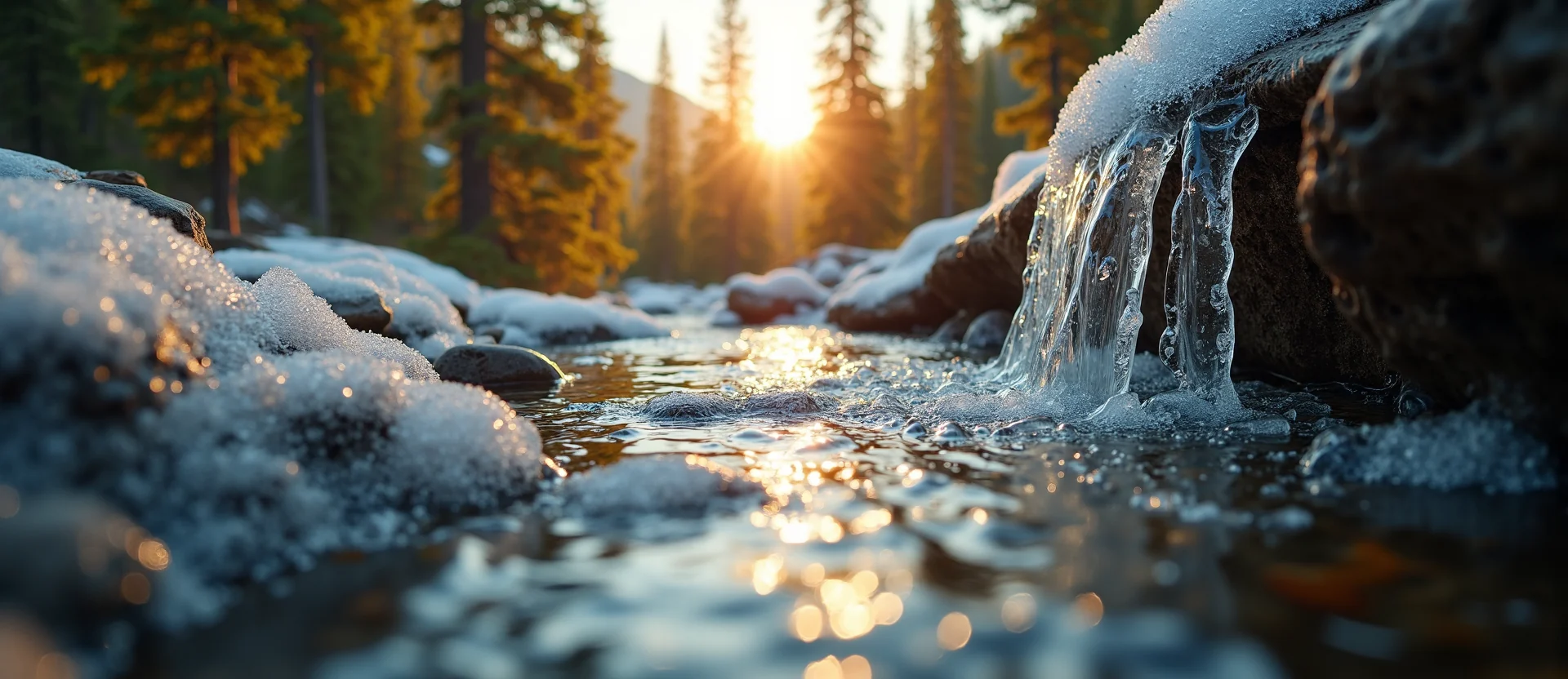 Symbolizing Flow/Cleansing: A local Ponderosa Pine clear cold snowmelt stream. - AI Generated
